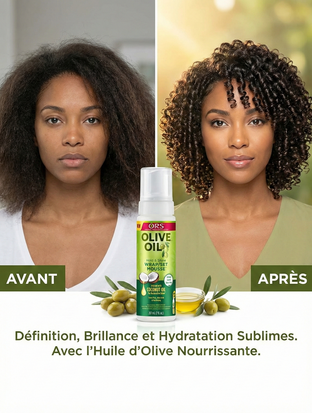 Mousse Coiffante bio à l'huile d'olive  et coco naturelle pour cheveux