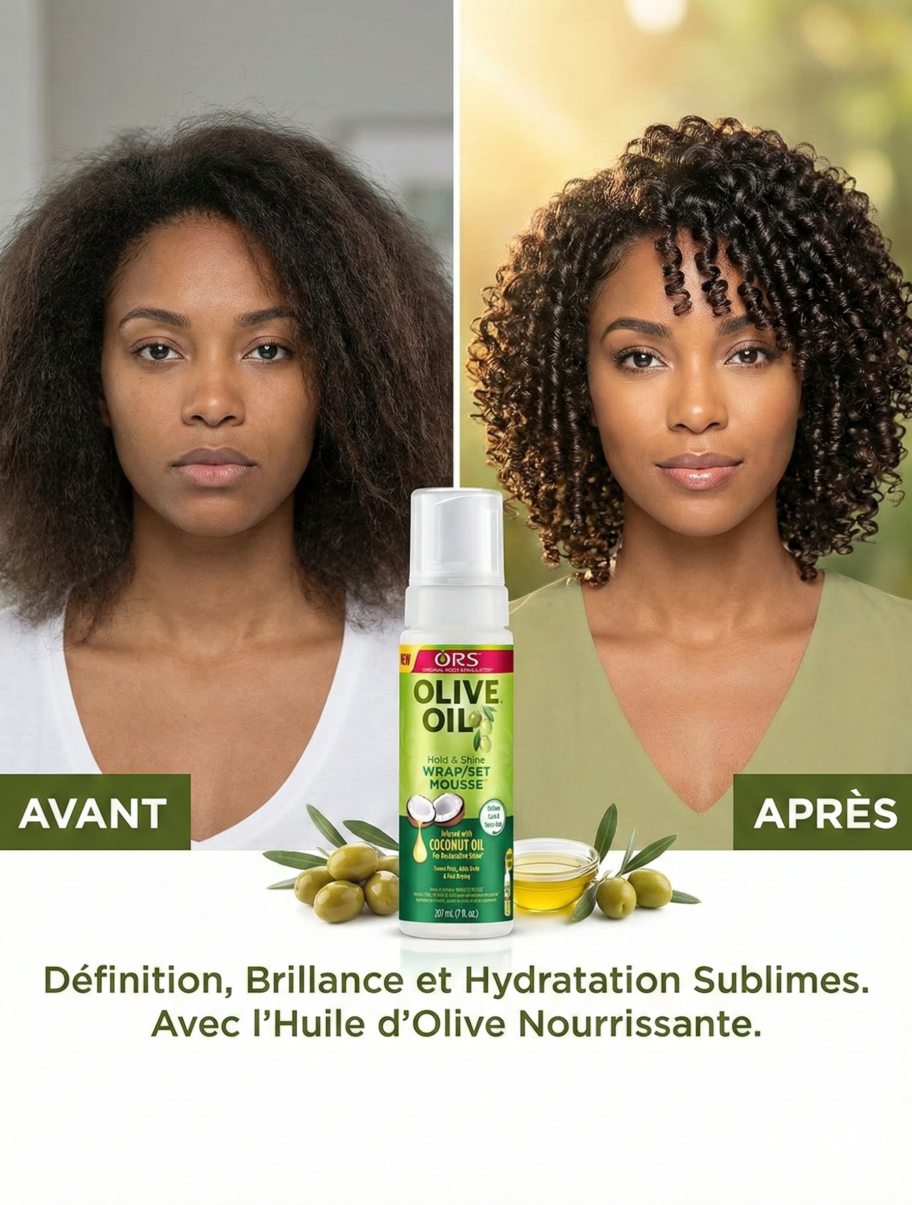 Mousse Coiffante bio à l'huile d'olive  et coco naturelle pour cheveux